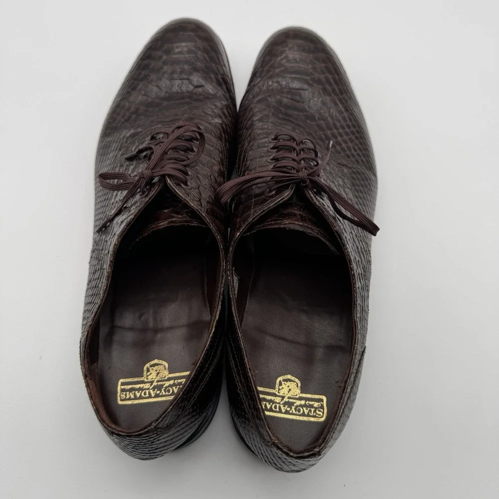 Stacy Adams Madison Anaconda Size 14D Print‎ Leather Mens Shoes Brown Biscuit